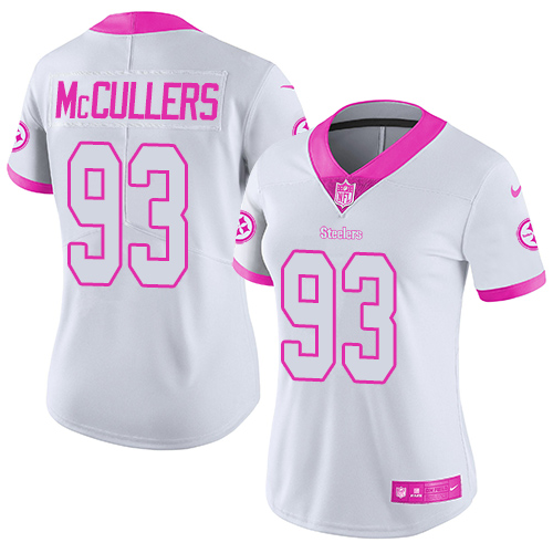 Women's Limited Dan McCullers Nike Jersey White/Pink - #93 Rush Fashion NFL Pittsburgh Steelers